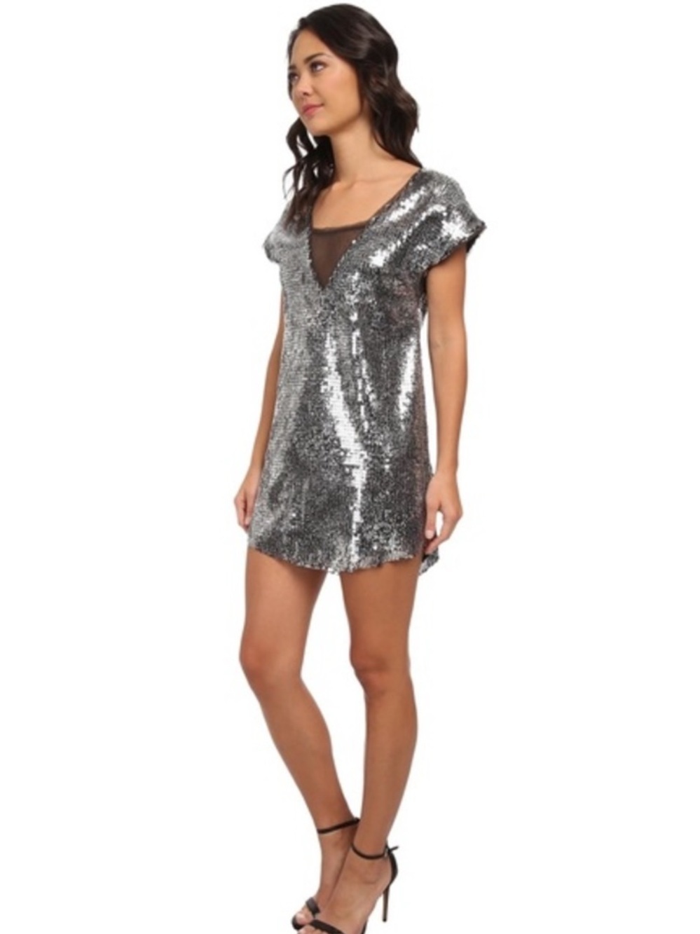 NWT Free People Midnight Dreamer Metallic Sequin Shattered Glass Dress Size S